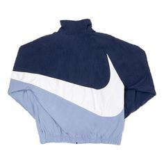 Men's Nike Large Casual Sports Jacket Blue AR3132-451 Jacket - KICKSCREW Blue Functional Track Jacket For Winter, Blue Functional Winter Track Jacket, Functional Blue Track Jacket With Pockets, Blue Sportswear Windbreaker For Winter, Sporty Navy Sport Coat For Streetwear, Sporty Navy Sport Coat For Casual Wear, Nike Navy Sports Outerwear, Nike Blue Long Sleeve Windbreaker, Blue Sports Windbreaker