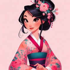 Modern Disney Characters, Simple Gift Wrapping, Simple Gift, Modern Disney, Character Inspo, Moon Goddess, Japan Art, Mulan, Disney Art