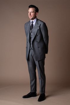 Our best-seller. A handmade bespoke suit crafted from an iconic 4-season worsted wool fabric made in Italy. This fabric is known as the ultimate "workhorse"; it's durable, resilient and can be worn in any season and any weather. If you're looking for a go-to suit that's always ready for anything, anytime - this is it. Chestnut Color, Bespoke Suit, Custom Suit, Three Piece Suit, Charcoal Color, Signature Collection, Wool Fabric, Navy Color, Three Piece