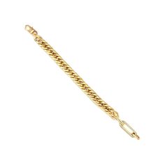 Stainless steel 18K gold plated chain Zirconia charm Tarnish resistant 7" Length 7mm wide Adjustable Gold Curb Chain Jewelry, Classic Brass Chain Bracelet, Tarnish Resistant, Everyday Gold-plated Cuban Link Bracelet, Everyday Gold Plated Cuban Link Bracelet, Yellow Gold Stainless Steel Bracelet With Box Chain, Classic Tarnish Resistant Brass Chain Bracelet, Everyday Gold Brass Chain Bracelet, Everyday Yellow Gold Cuban Link Bracelet, Luxury Gold Stainless Steel Chain Bracelet