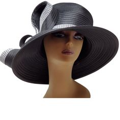 Lady Diane Collection Style: SA-412931 Embellished Custom Style Hat Color shown: Black Satin Ribbon with decorative bow, rhinestone trim Custom Look without the High Price! Sign-up for our Rewards Program just go to the icon on bottom right side of this page Follow the instructions, it's quick and easy Evening Hat With Ribbon And Curved Brim, Chic Party Hats With Ribbon, Formal Rhinestone Hats For Kentucky Derby, Evening Hats With Rhinestones And Curved Brim, Black Evening Hats With Rhinestones, Evening Wide Brim Hat With Rhinestones, Black Evening Hat With Rhinestones, Black Hat With Rhinestones For Evening, Elegant Black Hats With Rhinestones