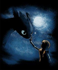 a woman holding onto a large black dragon in the night sky with stars and moon behind her