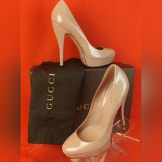 - Gucci Cipria Patent Heels - Includes Dust Bags And Box - Size: 36.5b - Nwt Select Trades Elegant Beige Gucci Heels, Gucci Beige Round Toe Heels, Gucci Beige High Heels, Designer Gucci Heels, Modern Formal Gucci Heels, Gucci Designer Patent Leather Heels, Designer Gucci Patent Leather Heels, Modern Gucci Heels With Round Toe, Classic Gucci Heels For Parties