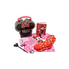 the minnie mouse gift set is shown with its accessories and other things to make it look like