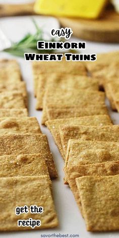 Einkorn wheat thins have a bold, nutty flavor and an unbeatable crunch, perfect for snack time! Made with whole grain einkorn flour and a hint of paprika, these homemade crackers are ready to pair with your favorite cheeses or dips.