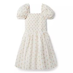 Janie & Jack The Grace Floral Smocked Puff Sleeve Dress Nwt Size 18 A Dress Made For Their Next Sunny Occasion. With Puff Sleeves And A Classic Stretch Smocked Bodice, In Pure Cotton With Florals That Bloom Year-Round. It’s Effortless Style At Its Best. 100% Cotton Jacquard Fully Lined Short Sleeve Above The Knee Length Exclusively For Tweens In Sizes 8 To 18 White Ruched Puff Sleeve Dress For Garden Party, Cute Fitted Smocked Mini Dress, White Puff Sleeve Smocked Dress With Ruffles, White Cotton Puff Sleeve Dress With Smocked Bodice, Casual White Puff Sleeve Dress With Ruched Detail, White Casual Ruched Puff Sleeve Dress, Cute Mini Smocked Dress With Smocked Bodice, Cute Fitted Puff Sleeve Dress With Smocked Bodice, Cute Smocked Puff Sleeve Fitted Dress