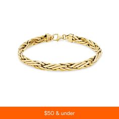 in stock Formal Yellow Gold Jewelry With Interwoven Design, Formal 14k Gold Bracelet With Box Chain, Classic Gold Chain Bracelet With Wheat Chain, Classic Gold Wheat Chain Bracelet, Elegant Bracelets With Interwoven Design As Gift, Elegant Bracelets With Interwoven Design For Gift, Yellow Gold Bangle Chain Bracelet With Box Chain, 14k Gold Box Chain Bracelet For Formal Occasions, Elegant Yellow Gold Jewelry With Interwoven Design