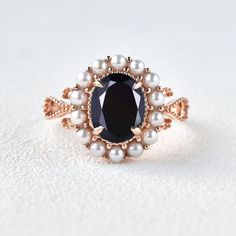 Antique Pearl& Black Onyx Brilliant Oval Cut Ring,  Oval black onyx Pearl Engagement Ring, Natural Black Onyx Ring,Gorgeous Black Stone Ring *Primary Stone: Natural Black Onyx *Stone Color: Black *Stone Size: 5x7 mm *Stone Shape: Oval *Secondary Stone Type: Fresh Water Pearl *Stone Size: 2mm *Stone Color: White *Stone Shape: Round Features: * Handmade * Center Stone onyx  * Brand New * All Ring Sizes Available * Suitable For Every Day * 14k Solid Gold / 18k Solid Gold / Gold Filled Over Sterling Silver * Purity Stamped * Fits True to Size * High Quality * Available Color: Rose Gold, Yellow Gold, White Gold * Band width : 2.5 mm ✦Jewelry Type: Ring Metal: 925 Sterling Silver Method: Cast Personalization: Possible Occasion: Engagement Ring Size: We make rings from US 4 to US 10. (If you need Anniversary Black Sapphire Ring, Black Sapphire Gemstone Ring For Anniversary, Classic Black Pearl Ring, Black Pearl Formal Ring With Round Shape, Classic Black Pearl Ring For Anniversary, Classic Black Pearl Ring For Wedding, Formal Black Pearl Ring With Round Shape, Elegant Black Pearl Ring For Gift, Wedding Stone