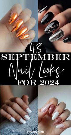 September 23 Nails, Fall Nails September 2024, Nail Colors For October, Nail Designs September 2024, Interesting Nails Ideas, September Nails 2024 Almond, September Nail Designs 2024, Nails September 2024 Trends, New Job Nails