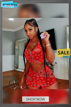 Women Summer Print Sleeveless Top and Casual Shorts Two-piece Set Two Piece Short Set, Printed Sleeveless Top, One Piece Outfit, Summer Prints, Two Piece Sets, Model Photos, Short Sets, Sleeveless Top, Casual Shorts