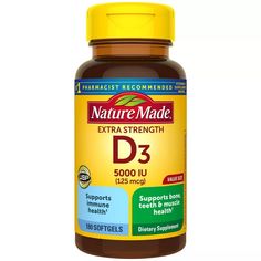 Nature Made Vitamins, Vitamin D2, Vitamin D Supplement, Teeth Health, Vitamin D3, Vitamin B12, Immune Support