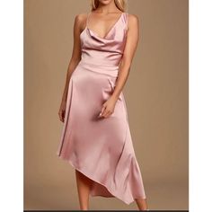 I Need A Different Size As I Have The Shoulders Of A Linebacker Apparently Lol So My Loss Is Your Gain! Details: * Brand Name: Lulus * Market: Women’s Dresses * Size: Small * Color: Baby Pink * Retail Price: $78 * Condition: Nwt * Style: Wedding, Wedding Guest, Birthday, Date Night, Formal, Classy, Graduation, New Years, Valentine’s Day, Vacation, Summer * Measurements: Size. Chest. Waist. Hips. S/2-4 33"-34" 26"-27" 36"-37 Length: Knee To Mid-Calf Length. Size Small Measures 48" From Shoulder T Midi Skirt Fall, Bachelorette Party Dress, Pink Satin Dress, Spring Wedding Guest Dress, Asymmetrical Midi Dress, Flowy Midi Dress, Mauve Pink, Dress Satin, Satin Midi Dress