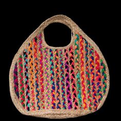 This Bag Is Woven Eith Burlap And Colorful Threads. Itbis Perfect For The Beach Or Any Day Out. It Is A Tote Bag That Measures 15 Inches Top To Bottom, 13 From Left To Right, And Is About 5binches Wide. Multicolor Eco-friendly Beach Bag For Spring, Colorful Threads, Olivia Miller, Orange Pink, Pink Orange, Straw Bag, Pink And Orange, Burlap, The Beach