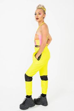 BUY ANY 2 ITEMS AND GET 10% OFF YOUR ORDER WITH THE PROMO CODE: SHOP10 https://bambisden.etsy.com?coupon=SHOP10 High Waisted Neon Yellow Festival Trousers. Stand out in the dance or Rave with our handmade neon yellow festival trousers. Featuring mesh panels on legs and pockets. Elastic waist and ankles. UK Size 6 UK Size 8 Handmade using deadstock fabric. All items are shipped in Biodegradable Mailing bags and recycled tissue. These trousers are now reduced and on sale Festival Trousers, Yellow Trousers, Trousers High Waisted, Deadstock Fabric, New Launch, The Dance, Ethical Fashion, Neon Yellow, Trousers Women