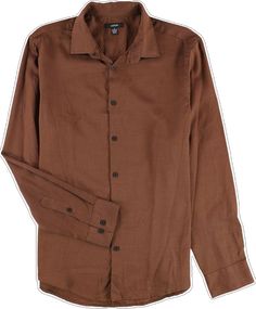 Brown Slim Fit Button-up Shirt, Brown Shirt With Button Closure For Business Casual, Brown Button-up Top For Semi-formal Occasions, Formal Brown Top With Button Closure, Semi-formal Brown Button-up Top, Brown Semi-formal Button-up Top, Semi-formal Fitted Linen Tops, Brown Slim Fit Top For Workwear, Formal Brown Button-up Top