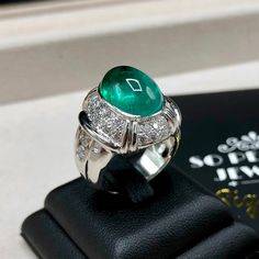 Zambian Emerald, Vs Diamond, Unisex Ring, White Gold Engagement Rings, White Gold Ring, Emerald Diamond, Natural Emerald, Quality Diamonds, Ring Handmade