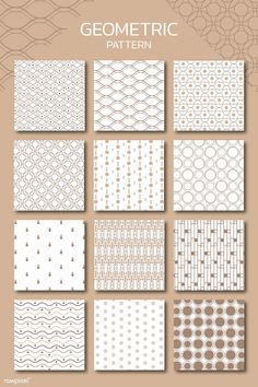 a set of geometric patterns in beige and white