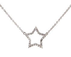 14K White Gold Star Shaped Diamond Necklace. Perfect Star. This sparkling Star Shaped diamond necklace is perfect for the star in your life. The Star is pave set with round brilliant cut diamonds. Suspended from a delicate chain, featuring a signature clasp for a perfect adjustable fit. aka Diamond Necklaces Elegant Star Diamond Necklace With Diamond Accents, Elegant Star-shaped Diamond Necklace With Accents, Star-shaped Diamond Necklace With Single Cut Diamonds, Star Shaped Diamond Necklace With Single Cut Diamonds, Luxury Star-shaped Diamond Necklace, Diamond White Star-shaped Diamond Necklace, Diamond White Star-shaped Necklace With Single Cut Diamonds, Diamond White Star Necklace With Single Cut Diamonds, Elegant Star-shaped White Gold Diamond Necklace