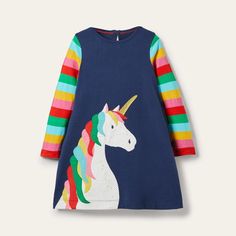 Ccmom Toddler Girl Unicorn Appliqu Long Sleeve Dress Color: Multi Size: 12-24m Condition: New! Product Details: 100% Cotton Machine Wash, Tumble Dry Imported Playful Multicolor Long Sleeve Dress, Playful Rainbow Cotton Dresses, Cute Multicolor Long Sleeve Dresses, Playful Pink Unicorn Print Dress, Cute Blue Dress With Cartoon Print, Cute Blue Cartoon Print Dress, Playful Long Sleeve Blue Dresses, Cute Unicorn Print Spring Dress, Rainbow Unicorn