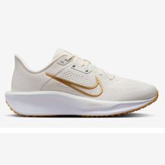 Your Running Odyssey, The Eternal Quest For Endorphins And Energy, Starts With The Nike Quest 6 Running Shoe. While This Shoe Encourages Running Rookies To Hit The Road Color Gold Brand: Nike Hit The Road, Gold Branding, New Nike, White Nikes, Running Shoe, Woman Colour, The Road, Nike Shoes, Nike Women