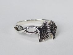 ginkgo ring, nature jewelry, boho jewelry, handmade ring, silver ginkgo ring, leaf ring, flower ring Big Pearl Ring, Triangle Jewelry, Finger Band, Lion Jewelry, Mushroom Jewelry, Unique Handcrafted Jewelry, Front Back Earrings, Ear Jacket Earring, Ring Flower