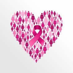 a heart shaped with pink ribbon in the shape of people