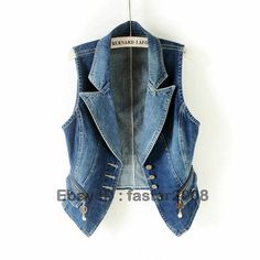 Women Suit Collar Sleeveless Denim Short Vest   Color:Blue Material: Denim Size: M-3XL Condition: New with top quality Specifications: Women Size (Clothes) height(CM) Weight(KG) Asian S=US XXS 150-155 45-50 Asian M=US XS 155-160 50-55 Asian L=US S 160-165 55-60 Asian XL=US M 165-170 60-65 Asian 2XL=US L 170-175 65-70       Men Size (Clothes) height(CM) Weight(KG) Asian S=US XXS 165 <50 Asian M=US XS 170 <60 Asian L=US S 175 60-70 Asian XL=US M 180 70-80 Asian 2XL=US L 185 80-90 Asian 3XL=US XL 1 Denim Waistcoat, Waistcoat Woman, Denim Vests, Jean Vest, Cropped Vest, Autumn Clothes, Jeans Casual, Sleeveless Jacket, Solid Clothes