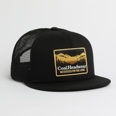 Black (SS'23) Casual Outdoor Trucker Hat With Embroidered Patch, Trucker Baseball Cap With Letter Patch For Outdoor, Outdoor Trucker Baseball Cap With Letter Patch, Outdoor Trucker Hat With Letter Patch And Curved Brim, Trucker Baseball Cap With Flat Bill For Outdoor Activities, Trucker Baseball Cap With Flat Bill For Outdoor, Flat Bill Snapback Hat For Hiking, Trucker Style Snapback Hat With Logo Patch, Trucker Snapback Hat With Logo Patch