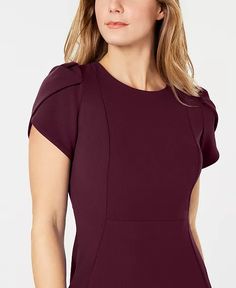 Calvin Klein - Petite Tulip-Sleeve Sheath Dress Classic Sheath Dress, Tulip Sleeve, Review Dresses, Womens Tights, Dress Fabric, Sheath Dress, Dresses Online, Winter Outfits, Calvin Klein