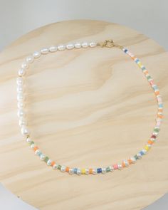 Please note: every necklace may look different due to the natural nature of the freshwater pearls, each pearl may have various shape and texture on each necklace. And every necklace is made by human hands, therefore the colour orders of the beads might look slightly different from the photos.details: the necklace that screams “party on your neck” a perfect balance of elegant freshwater pearls and colourful fun beads bigger freshwater pearl size approx. 8.0mm x 10mm smaller freshwater pearl size approx. 4.1mm x 5.3mm total length 45cm jumbo spring ring clasp closure Human Hands, Natural Nature, Rainbow Beads, Human Hand, Freshwater Pearl Necklace, Freshwater Pearl Necklaces, Bijoux Diy, Pearl Size, Spring Rings