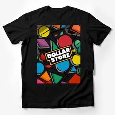 Colorful Dollar Store Pop Art Style T-Shirt, Vibrant Graphic Tee, Unisex Fashion Top Male T-Shirt Custom graphic T-Shirt.Customize your color Multicolor Logo Print Short Sleeve Tops, Multicolor Short Sleeve T-shirt For Streetwear, Multicolor Short Sleeve Tops With Logo Print, Fun Black T-shirt With Graphic Print, Pop Culture Graphic Crew Neck Shirt, Multicolor Logo Print T-shirt For Streetwear, Multicolor Cotton T-shirt With Logo Print, Graphic Tee With Sublimation Design, Pop Culture Short Sleeve T-shirt With Logo