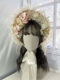 This price is for a bonnet only. Vintage Spring Headband Headpiece, Adjustable Bohemian Bonnet Headband, Vintage Adjustable Headpiece For Garden Party, Vintage Cream Bonnet, Vintage White Adjustable Bonnet, Vintage Headpieces For Garden Party, Handmade Adjustable Vintage Bonnet, Adjustable Cream Bonnet As A Gift, Adjustable Cream Bonnet As Gift