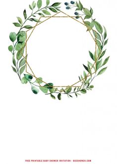 a watercolor wreath with green leaves and branches