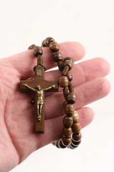 Rosary Necklace for Men Wooden Brown Carved Beads Strong Cord Rope Catholic | eBay Small Rosary, Jfk Assasination, Mens Rosary, Lords Prayer, Prays The Lord, Wiccan Magic, Mens Bracelets, Rosary Necklace, The Lords Prayer