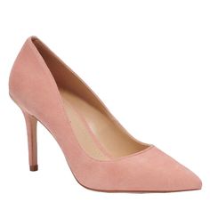 Suede Upper Man-Made Leather Lining And Footbed Rubber Outsole Slip On 3 1/2" Heel Style No. Cc664 Runs Slightly Large Pink Round Toe Court Shoes With Padded Heel, Pink Court Shoes With Padded Heel And Round Toe, Elegant Pink Court Shoes With 4-inch Heel, Coach Heels With 4-inch Heel For Spring, Pink Round Toe Court Shoes For Work, Pink Pointed Toe Court Shoes For Spring, Pink Pointed Toe Feminine Heels, Pink Almond Toe Court Shoes For Work, Pink Feminine Closed Toe Heels