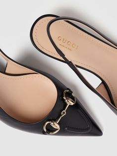 Find GUCCI 45mm Leather Horsebit Slingback Pumps on Editorialist. 45mm Heel. Black leather upper. Slingback strap with elastic insert. Metal Horsebit detail. Gold-toned metal hardware . Pointed toe. Topstitch detail. Leather sole Gucci Luxury Slingback Pumps For Work, Gucci Leather Slingback Pumps For Work, Gucci Slingback Pumps For Work, Gucci Slingback Heels For Work, Gucci Slingback Heels For Office, Luxury Black Slingback Pumps With Buckle, Luxury Black Slingback Pumps With Buckle Closure, Black Calf Leather Slingback Pumps For Office, Gucci Ankle Strap Heels With Gold-tone Hardware