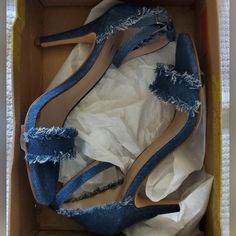 *New* Mix No. 6 Denim Heels From Dsw Modest Size Heel With Ankle Strap Denim Heels, Shoes Women Heels, Ankle Strap, Shoes Heels, Color Blue, Women Shoes, Heels, Women Shopping, Blue