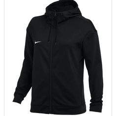 Nwt Black Nike Jacket Black Hooded Track Jacket For Fall, Nike Black Hooded Winter Jacket, Nike Black Outerwear For Work, Black Nike Outerwear For Work, Nike Black Hooded Outerwear, Nike Black Fall Outerwear, Nike Black Outerwear For Fall, Black Nike Hooded Outerwear, Nike Black Hooded Track Jacket