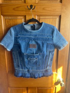 Upcycled handmade denim shirt with L.L. Bean patch. Bust 36 inches, ready to ship! L L Bean, Denim Shirt, Womens Clothing Tops, Jean Shirts, Tops & Tees, Womens Tops, Clothes For Women, Clothes