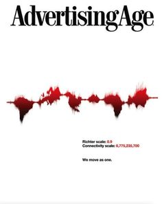 the cover of advertising age magazine, featuring red and black sound waves on white background