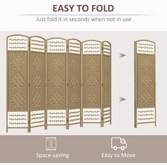 an easy to fold room divider with instructions on how to use it