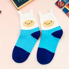 Brand New Without Tags. Price Is Per Pair. Questions? Leave A Comment Below! Graphic Socks, Adventure Time Finn, Finn The Human, Casual Socks, Adventure Time, Blue Man, Blue White, Color Blue, Socks