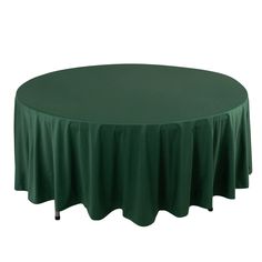 a round table with green cloth on it