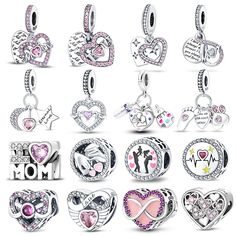 Silver Pink Heart Charms for Pandora Bracelets Pandora Bracelet Silver, Diy Jewelry Gifts, Pink Charm, Bracelets Diy, Pandora Bracelet Charms, Mother's Day Diy, Rainbow Beads, Timeless Jewelry, Pandora Bracelets