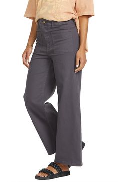 Dial in a utility-inspired vibe in these wide-leg pants cut to a cute cropped length. Zip fly with button closure Front patch pockets 98% cotton, 2% elastane Machine wash, tumble dry Imported Crop Wide Leg Pants, Cropped Wide Leg Pants, Black Sand, Free Spirit, Billabong, Stretch Cotton, Leg Pants, Wide Leg Pants, Black Pants