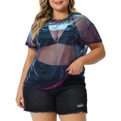 Versatility is necessary when it comes to festival outfits, and this drop-shoulder sheer mesh top doesn't disappoint. Pair it with shorts for a casual and laid-back festival vibe, or dress it up with a skirt or jeans for a more fashion-forward look. With its ability to effortlessly blend with different bottoms, this top allows you to create countless unique festival outfits. Elevate your festival wardrobe and make a statement with this Drop Shoulder Sheer Mesh Top. Perfect for concert carnivals Summer Mesh Top With Mesh Sleeves, Sheer Mesh T-shirt For Spring, Summer Mesh Top With Mesh Sleeves For Night Out, Summer Mesh Sleeve Top For Night Out, Casual Summer Tops With Mesh Sleeves, Trendy Mesh T-shirt For Summer, Summer Mesh Top With Short Sleeves, Black Sheer Mesh Top For Festival, Summer Tops With Mesh Sleeves For Night Out