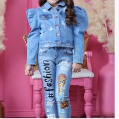 Jeans Fun Blue Cotton Jeans, Blue Stretch Denim Jacket, Fun Blue Denim Bottoms, Playful Denim Blue Jeans, Cute Medium Wash Denim Jacket, Cute Medium Wash Denim Jeans, Playful Blue Jeans For Spring, Cute Blue Denim Jeans, Cute Denim Jacket For Fall