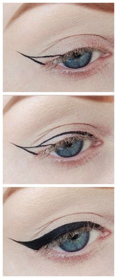 Beleza Simple Eyeliner Tutorial, Fest Smink, Step By Step Eyeliner, Eyeliner Tutorials, Eyeliner Flick, Kuas Makeup, Eye Makeup Cosmetics