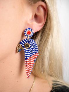 Patriotic beaded eagle earrings Blue Patriotic Earrings For Independence Day, Patriotic Blue Earrings For Independence Day, Patriotic Drop Earrings For 4th Of July, Patriotic Beaded Earrings For 4th Of July, Patriotic Multicolor Dangle Jewelry, Patriotic Blue Beaded Earrings, Patriotic Multicolor Earrings For Independence Day, Patriotic Beaded Dangle Earrings, Patriotic Dangle Beaded Earrings