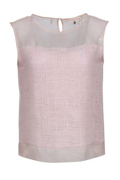 Current Boutique-Rebecca Taylor - Light Pink Silk Organza Sleeveless Blouse Sz 4 Ivory Trousers, Spring Soiree, Fresh As A Daisy, Leather Jewels, French Girl Chic, Light Silk, Chic Shop, Sandal Heels, Buy Shoes Online